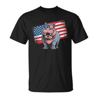 ヴィンテージ カバ アメリカ国旗 サングラス Tシャツ - Kawaiitshirt