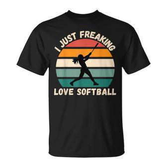 ヴィンテージソフトボール I Just Freaking Love ソフトボール愛好家 Tシャツ - Kawaiitshirt