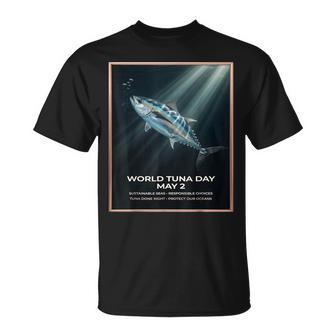 ヴィンテージブルーフィンツナ 5月2日世界デー Tシャツ - Kawaiitshirt