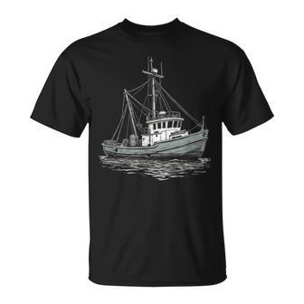 ヴィンテージ漁船 海 レトロ 船 漁師 イラスト Tシャツ - Kawaiitshirt
