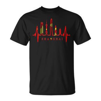 上海スカイライン ハートビート 中国 上海大好きi Lovehanghai China Tシャツ - Kawaiitshirt