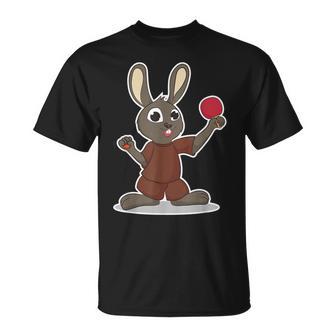卓球選手 卓球をするかわいいうさぎさん Tシャツ - Kawaiitshirt