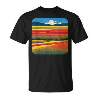 夏をテーマにしたカラフルな花畑 Tシャツ - Kawaiitshirt