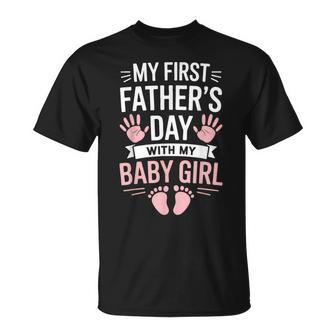 女の赤ちゃんとの初めての父の日おもしろい初めてのお父さん Tシャツ - Kawaiitshirt