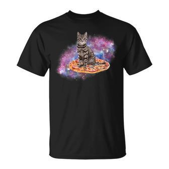 宇宙の猫とピザ Tシャツ - Kawaiitshirt