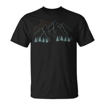 山の自然をモチーフにした登山用の山と森プリント Tシャツ - Kawaiitshirt