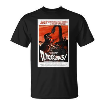 恐竜レトロヴィンテージ映画ポスタープリント 長袖tシャツ Tシャツ - Kawaiitshirt
