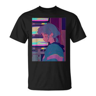 悲しい泣き少女 ヴィンテージアニメイラスト 80年代90年代美的 Tシャツ - Kawaiitshirt