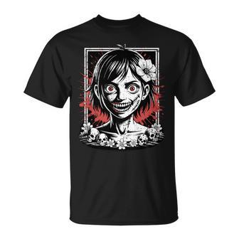 日本のゴス 不気味なエモ Y2k 日本ホラー アニメ 漫画 長袖tシャツ Tシャツ - Kawaiitshirt