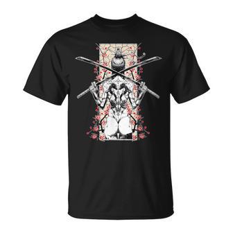 日本のサムライガールとヴィンテージさくら桜ギフト Tシャツ - Kawaiitshirt