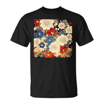 日本のヴィンテージ花柄着物 Tシャツ - Kawaiitshirt