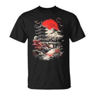 日本塔 富士山 桜 風景 ヴィンテージ Tシャツ - Kawaiitshirt