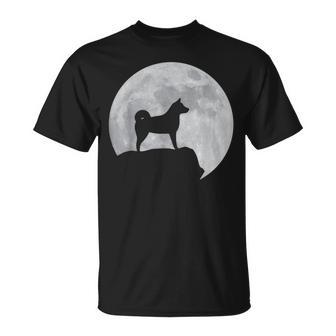 月と犬のシルエット-柴犬 Tシャツ - Kawaiitshirt