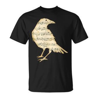 楽譜 カラス レイヴン 鳥 シルエット 音符 アート Tシャツ - Kawaiitshirt