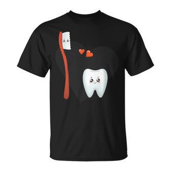 歯ブラシと歯のかわいいイラスト Tシャツ - Kawaiitshirt