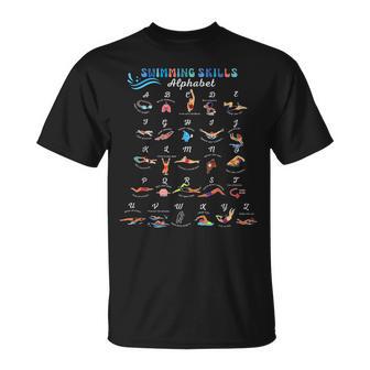 水泳スキル アルファベット 面白い 水泳 スイマー 水泳 先生 Tシャツ - Kawaiitshirt