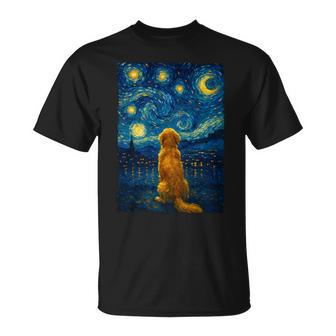 犬 天体観測 ゴッホ 夜空 ゴールデンレトリバー ラブラドール 長袖tシャツ Tシャツ - Kawaiitshirt