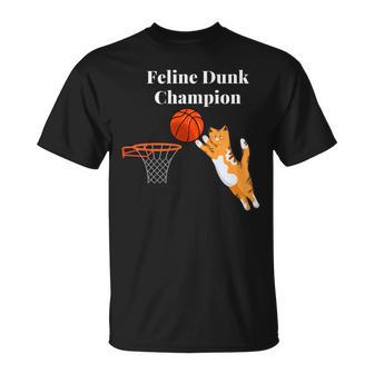猫ダンク チャンピオン バスケットボールを踊る猫 Tシャツ - Kawaiitshirt