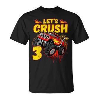 男の子、3歳、英語で、モンスタートラック、誕生日 Tシャツ - Kawaiitshirt