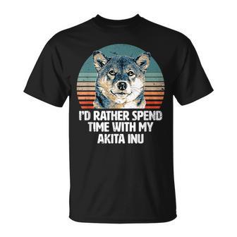 秋田犬と時間を過ごしたい 面白い秋田犬。 Tシャツ - Kawaiitshirt