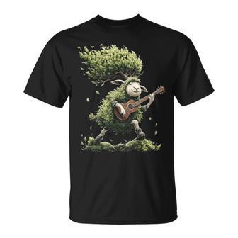 羊の木 ミュージシャン ギター グラフィック 動物 モチーフ 羊 Tシャツ - Kawaiitshirt