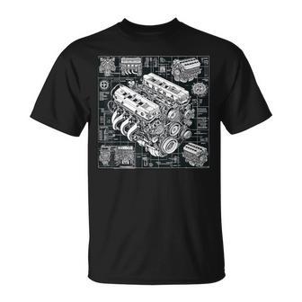 自動車整備士向けの高性能gteエンジン設計図 Tシャツ - Kawaiitshirt