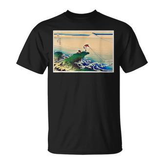 葛飾北斎 富嶽三六景 名作アート 絵画 メンズ レディース 面白い 服 美術 おもしろ 釣り人 Tシャツ - Kawaiitshirt