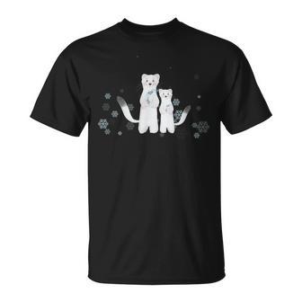 雪の妖精 オコジョの親子 Tシャツ - Kawaiitshirt