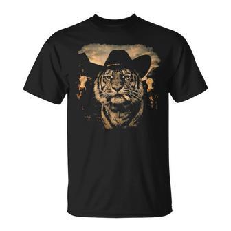 面白いカウボーイタイガー喫煙タバコタイガーミーム 長袖tシャツ Tシャツ - Kawaiitshirt