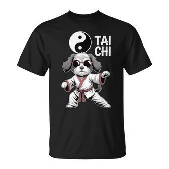 面白い太極拳犬格闘技陰陽クールな子犬のポーズ Tシャツ - Kawaiitshirt