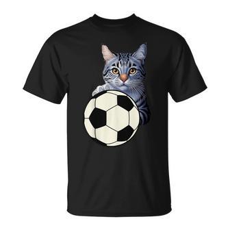面白い猫サッカーボールグラフィック子猫のスポーツ愛好家のコスチューム Tシャツ - Kawaiitshirt