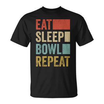 食べる眠るボウルを繰り返す おもしろボウリング Tシャツ - Kawaiitshirt
