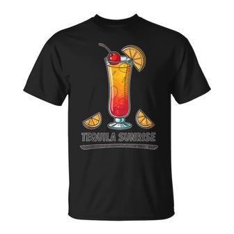 鮮やかなテキーラの日の出ドリンクイラスト Tシャツ - Kawaiitshirt