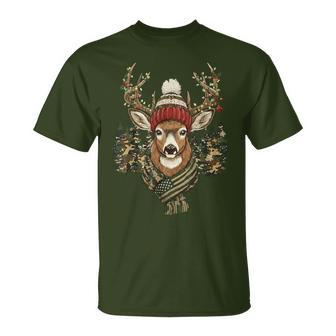 Camo Deer Hunting Christmas Pajamas Holiday Xmas T-Shirt - Monsterry