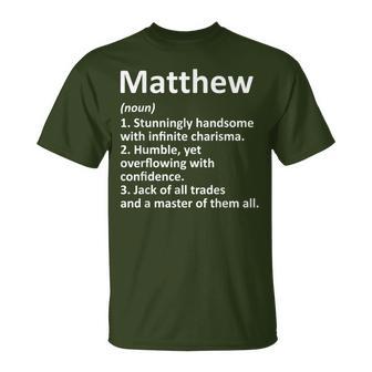 Custom Name Meaning Boy Christmas Father's Day Matthew Definition Personalized Name Birthday T-Shirt | Seseable UK