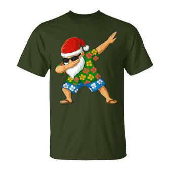 Dabbing Santa Hawaiian Beach Outfit Summer Christmas In July T-Shirt - Monsterry