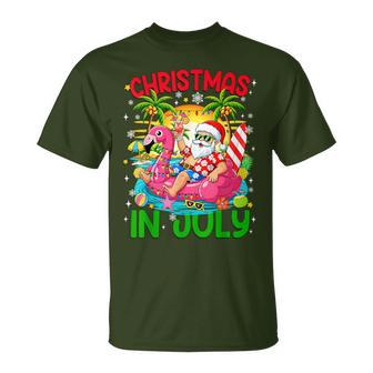Christmas In July Santa Flamingo Float Summer Xmas Kid T-Shirt | Seseable UK