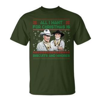 Western Cowboys Biscuits And Whores Christmas Quote T-Shirt - Monsterry UK