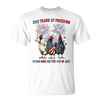 250 Years Chickens Flying High Fireworks 4Th Of July T-Shirt - Thegiftio UK