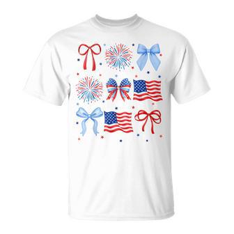 4Th Of July Usa Flag Coquette Firework Us America Girl T-Shirt - Thegiftio UK