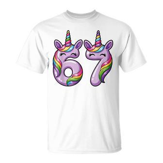 67Ixeven 6 7 Meme Unicornios Divertido Niño Niña Niños Camiseta unisex - Regaloses