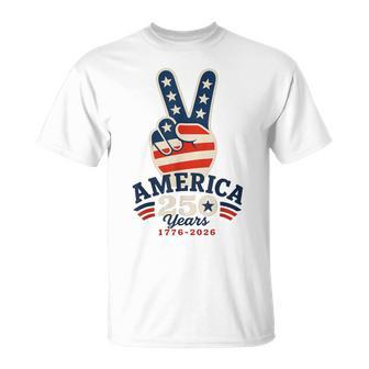 America Peace Sign Hand 250 Years 1776-2026 4Th Of July T-Shirt - Thegiftio UK