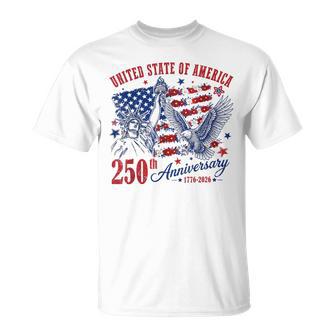 America Usa 250Th Anniversary Liberty Statue Floral Flag T-Shirt - Thegiftio UK