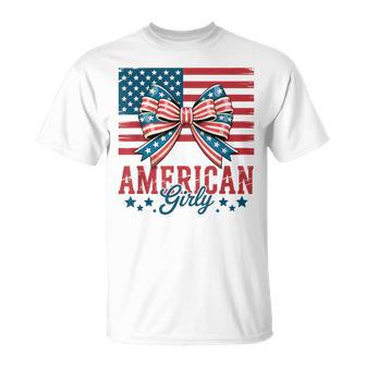 American Girly Coquette Bow 4Th Of July Independence Day T-Shirt - Thegiftio UK