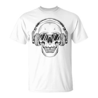 - Avec Motif De Tête De Mort Musicienquelette T-Shirt - Cadeauxyz