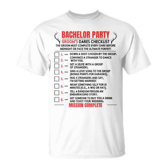 Bachelor Party Matching Checklist Groom's Dare Gag Men's T-Shirt - Thegiftio UK