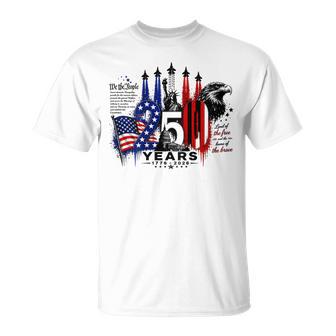 On Back 1776 2026 Patriotic Usa Flag Eagle Freedom T-Shirt - Monsterry