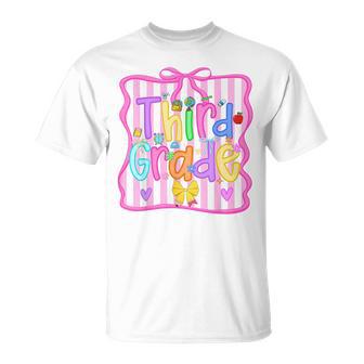 Back To School Third Grade Girls Bow 3Rd Grade Teachers Kids T-Shirt - Monsterry