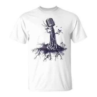 Bella Impressionante Microfono Albero Fantasia Cantante Musica Camicia Maglietta - Novitaregali