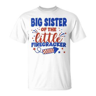 Big Sister Of The Little Firecracker Fourth Of July Birthday T-Shirt | Seseable UK